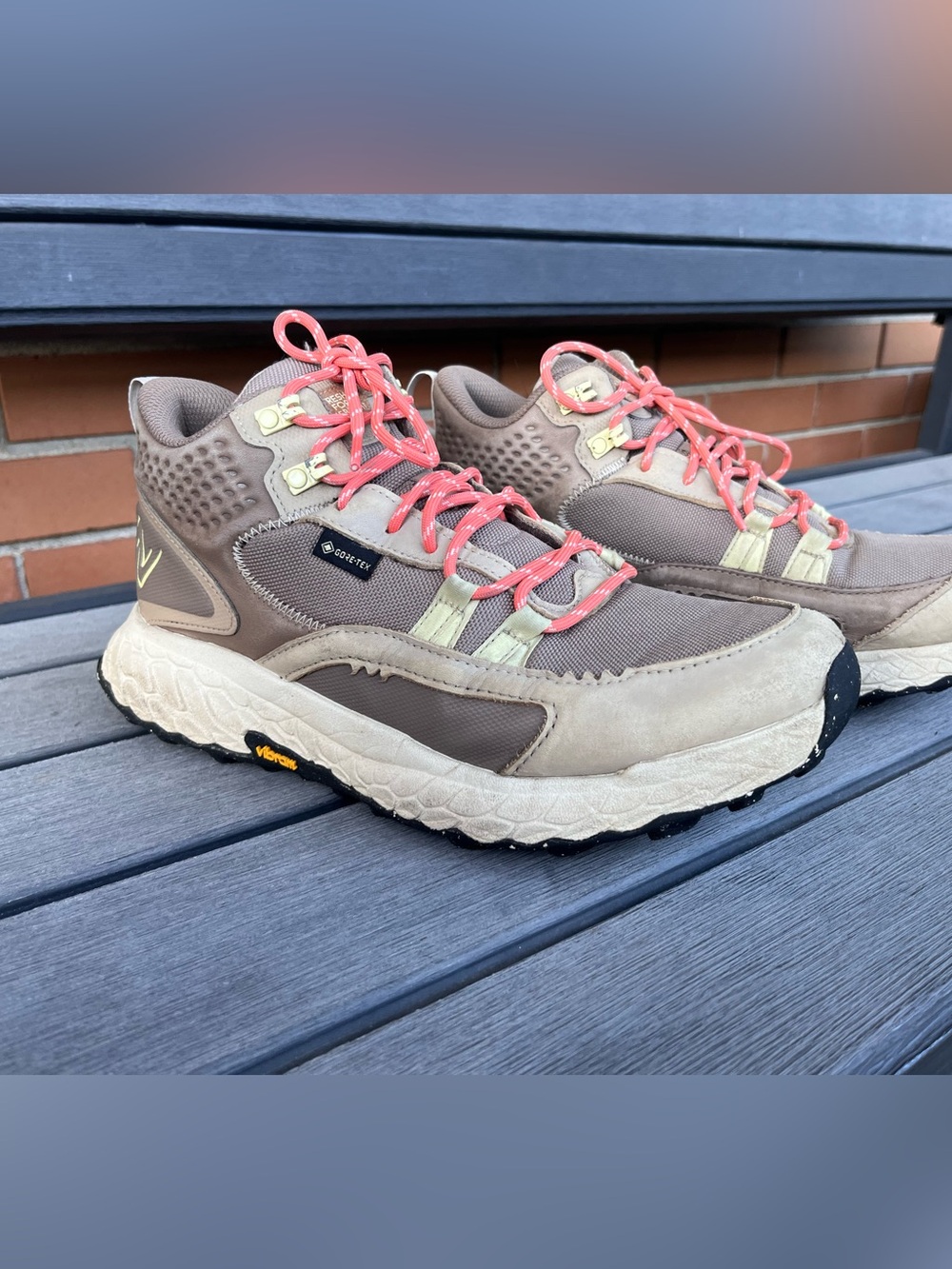 New balance Beige Trail Sneakers with Coral Accent Laces